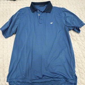 Southern Marsh Navy and Blue Striped Polo